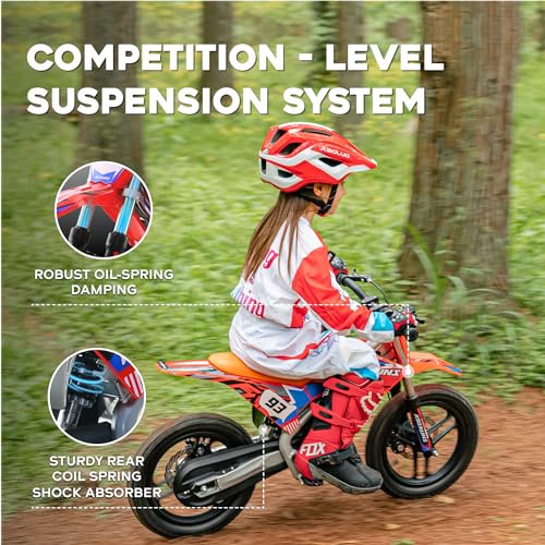 AIII Electric Dirt Bike for Kids 3-7, 12-Inch Off-Road Tires, Red X89100