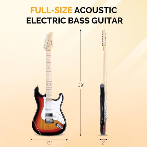 GLARRY Electric Guitar 39" Full Size with HSS Pickup, 20W Amp and Accessories Pack F820042