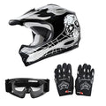 SLMOTO Dot Youth Kids Motocross Helmet Red Spider Design with Goggles and Gloves F254987