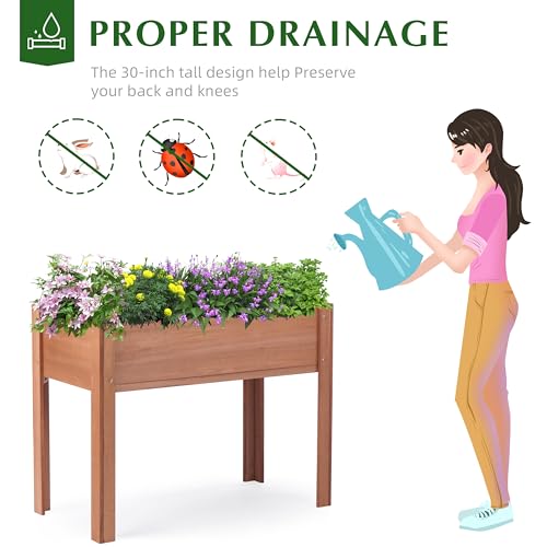 Raised Garden Bed with Legs 40x20x31 Outdoor Wood Planter Box N314255
