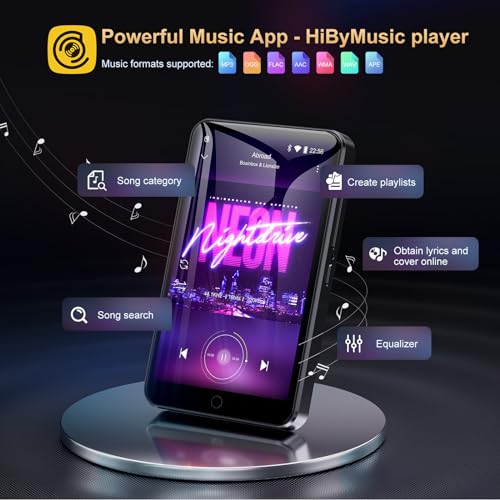 80GB MP3 Player with Bluetooth and WiFi, 4.0" Touch Screen, Black K1208