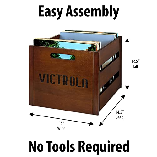 Victrola Wooden Record Crate Tabletop Vinyl Album Holder, Espresso P572466