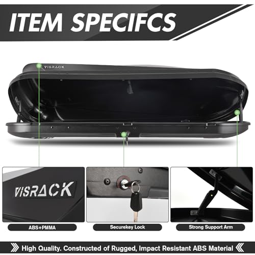 Heavy Duty Hard Shell Rooftop Cargo Box, Waterproof, 62"L x 31"W x 15"H, Diamond Black Y830591
