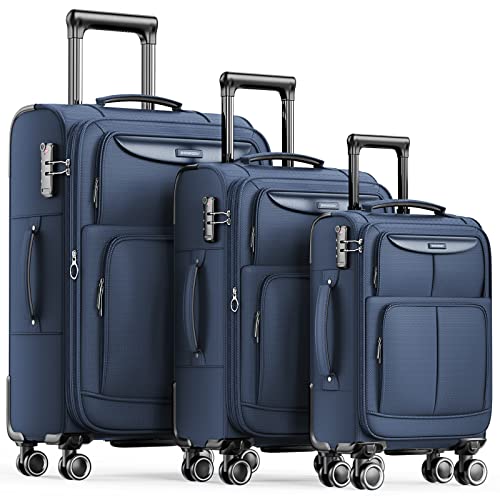 SHOWKOO Luggage Sets 3 Piece Softside Expandable Suitcase with Spinner Wheels TSA Lock K987