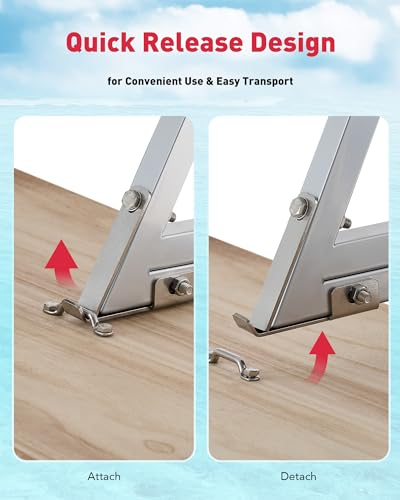 CO-Z 3 Step Removable Dock Ladder for Pontoon Boat, Aluminum Swim Ladder with Nonslip Tread O80708