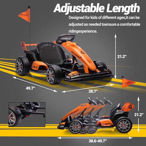 McLaren Licensed Electric Drift Kart for Kids Ages 6+, 400W, 24V Orange I986787