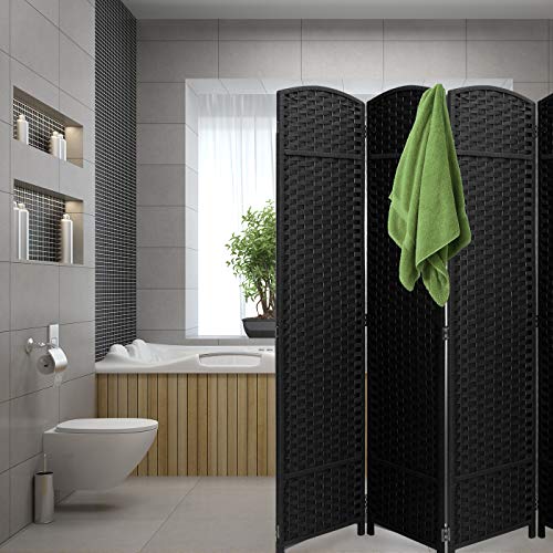 Sorbus 8-Panel Black Room Divider, 6 ft Tall Folding Privacy Screen T242