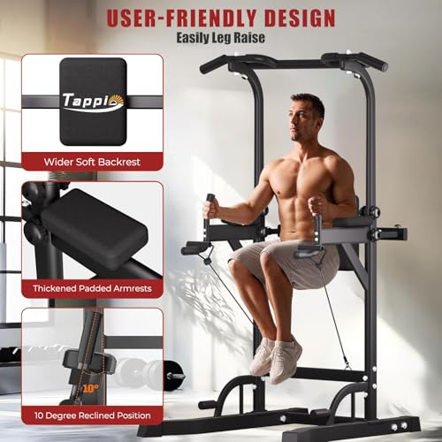 Power Tower Pull Up Bar for Home Gym, Adjustable Height Dip Station S18236