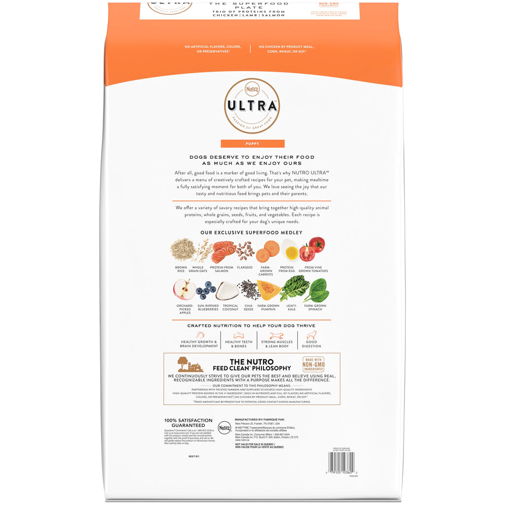 Nutro Ultra High Protein Natural Dry Puppy Food, Chicken Lamb Salmon, 30 lb X77958