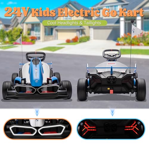 Licensed BMW 36V Electric Drift Go Kart for Kids, 7.5 MPH, White M530400