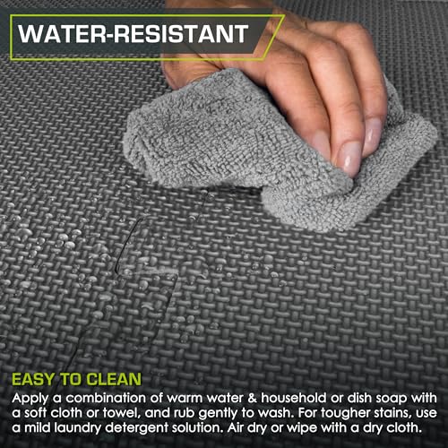 ProsourceFit Extra Thick Puzzle Exercise Mat, EVA Foam Interlocking Tiles, Black, 3/4 inch, 24 Tiles Y76691