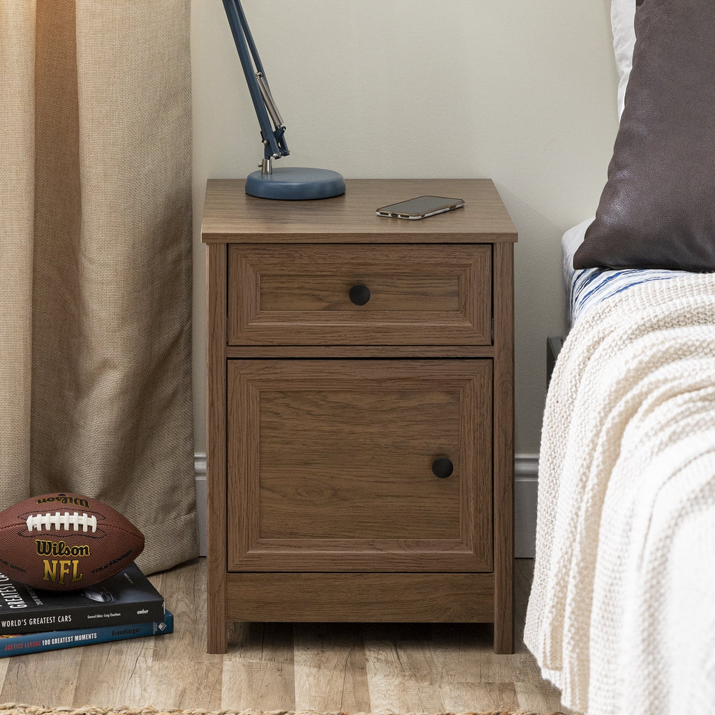 Manor Park Classic 1 Door Drawer Nightstand, Dark Walnut F8046