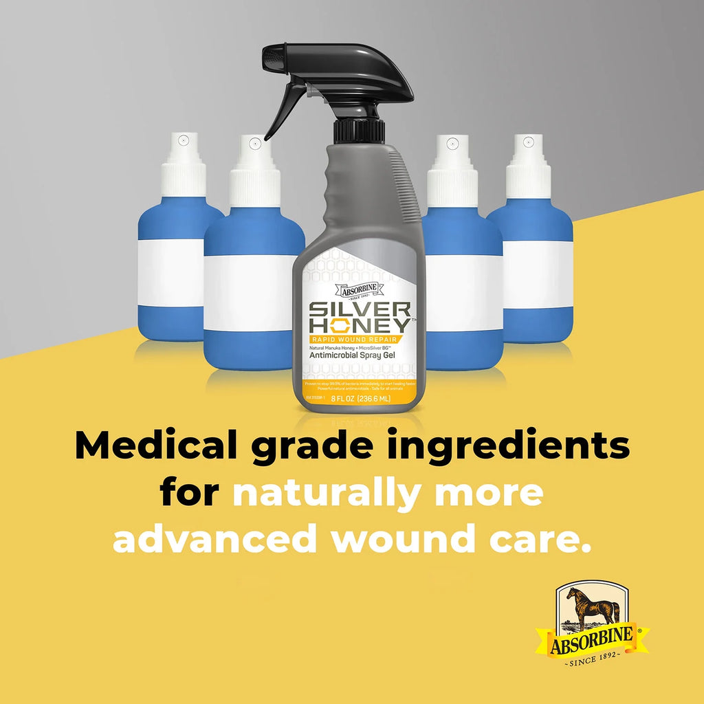 Absine Silver Honey Rapid Wound Repair Spray Gel, Manuka Honey & MicroSilver BG, 8oz D99877