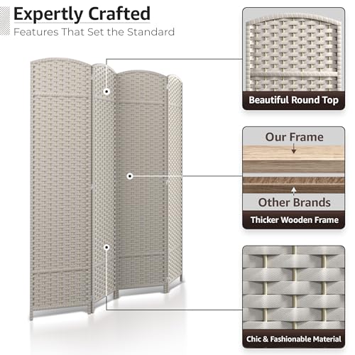 Sorbus 8-Panel Black Room Divider, 6 ft Tall Folding Privacy Screen T242