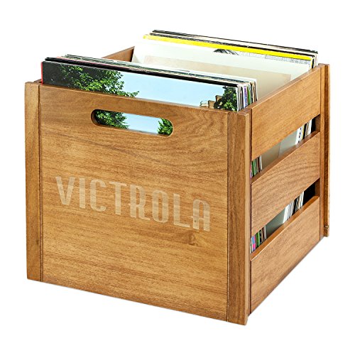 Victrola Wooden Record Crate Tabletop Vinyl Album Holder, Espresso P572466