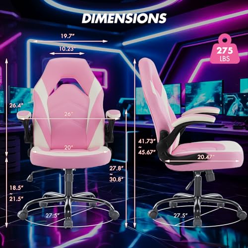 Sweetcrispy Ergonomic Gaming Desk Chair with Flip-up Armrest, Black Blue C253