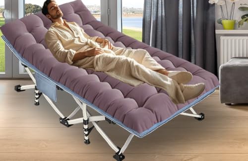 Camping Cot with Thick Pad, Folding Bed, Heavy Duty with Carry Bag I101