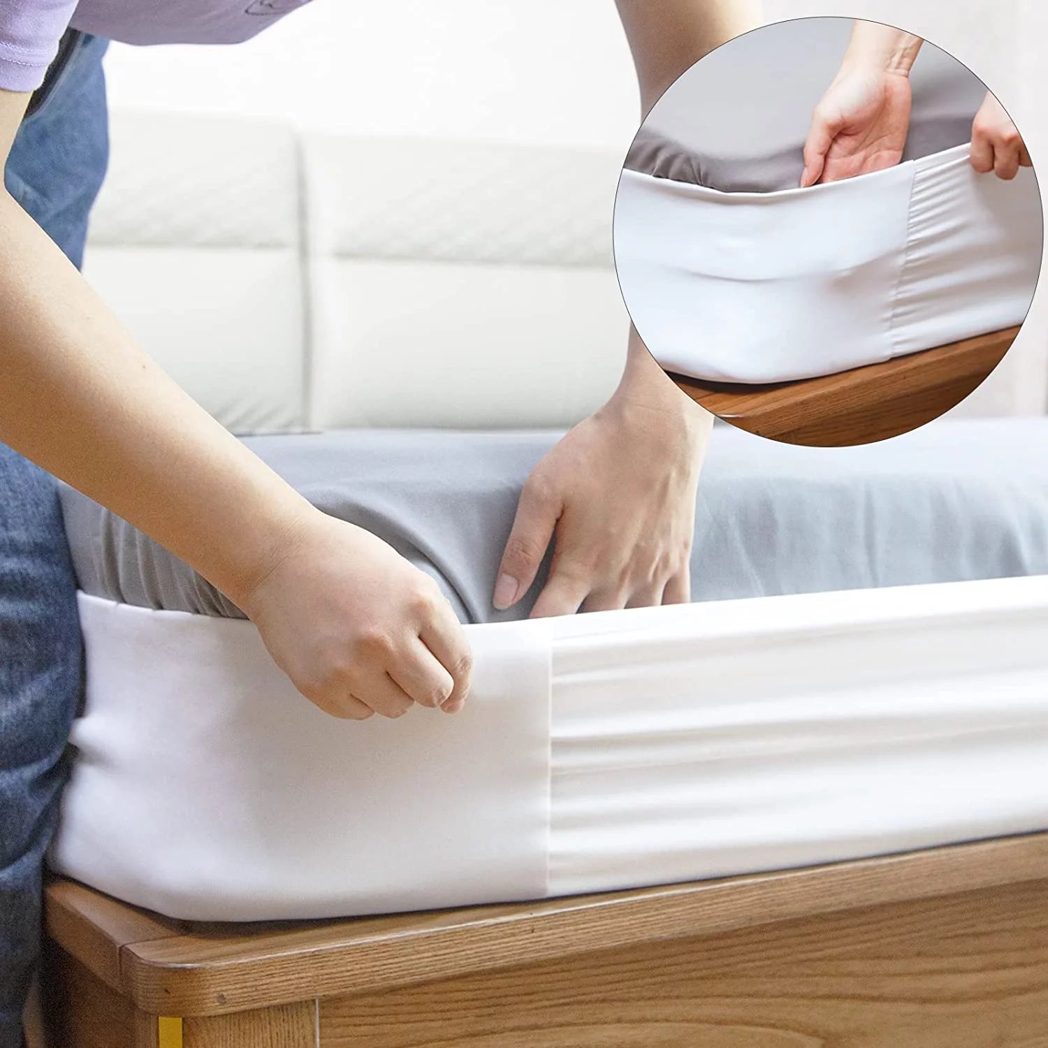 Sanmadrola Bed Sheet Holder, Bed Headband, Wide Mattress Corner Sheet Stays Keepers, Fitted & Flat Bed Sheet Keeper, Fitted Sheet Fasteners Straps, Fits All Mattress Heights, Queen 60'' X 80''
