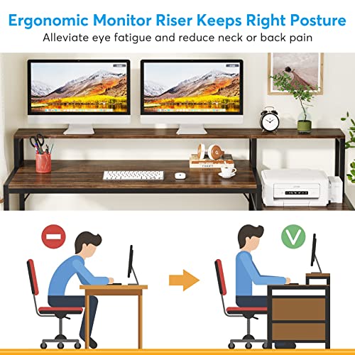 Tribesigns 63 Inch Computer Desk with File Drawer Cabinet, Monitor Stand R256671