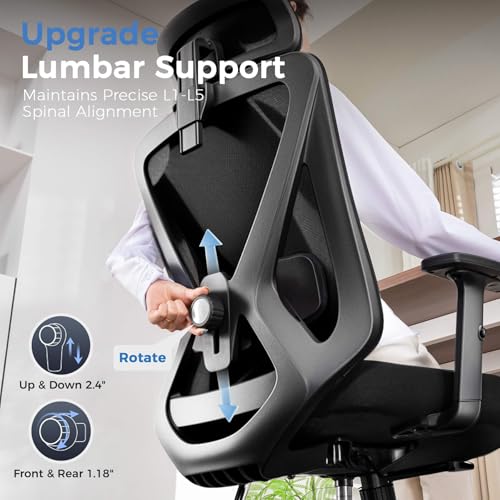 COMHOMA Ergonomic Big and Tall Gaming Chair 350 LBS with Lumbar Support, Black O381