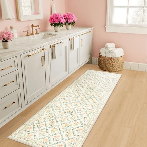8x10 Floral Washable Area Rug for Living Room, Vintage Soft Non-Slip Carpet Z978379