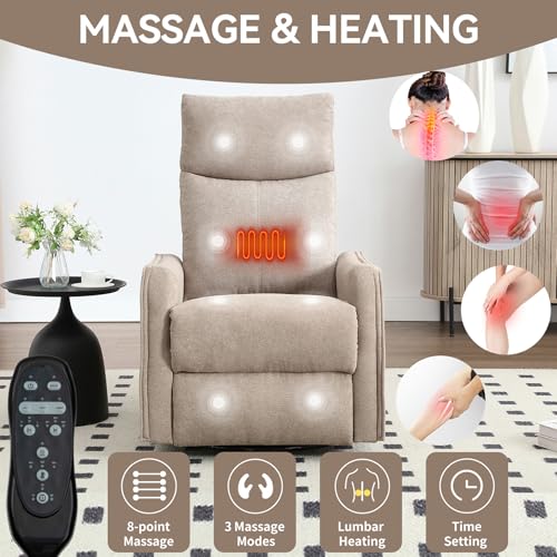 Massage Chair Recliner with Heat, Swivel Rocking, High Back Fabric Black V2333