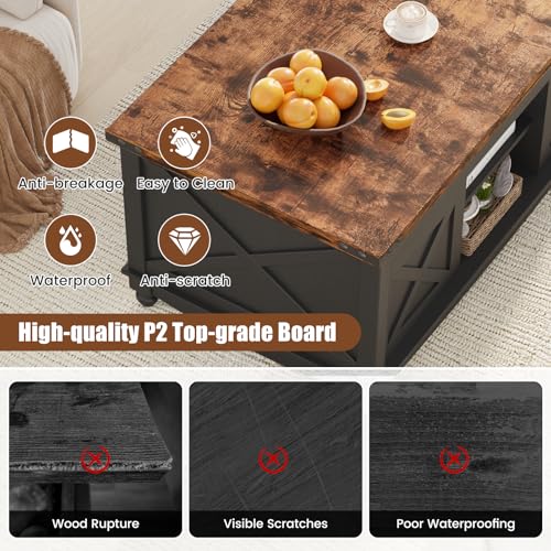 48" Farmhouse Lift Top Coffee Table with Storage, White E473872