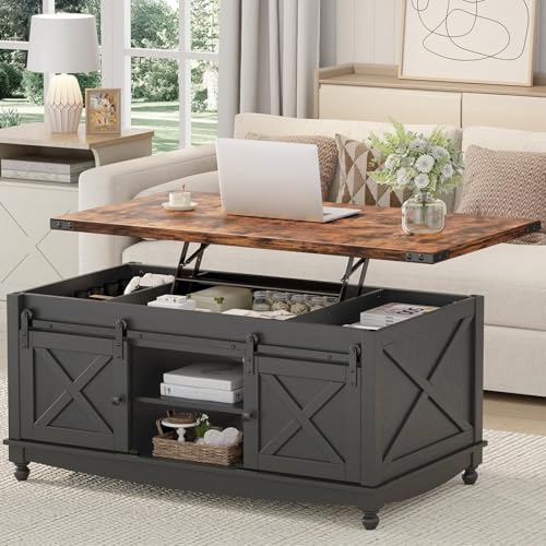 48" Farmhouse Lift Top Coffee Table with Storage, White E473872