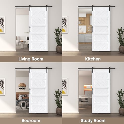 JUBEST 36" x 84" Sliding Barn Door Kit with Hardware, Black R91690