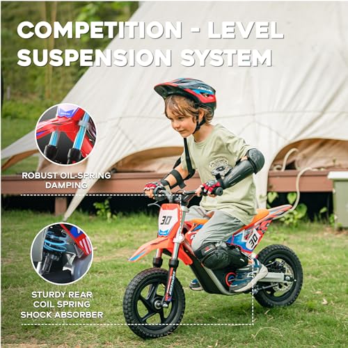 AIII Electric Dirt Bike for Kids 3-7, 12-Inch Off-Road Tires, Red X89100