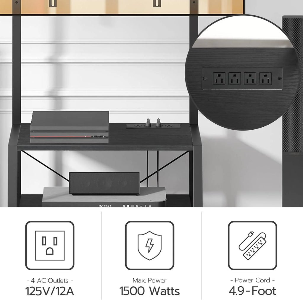 WAGEE Rolling TV Stand with Mount and Power Outlet for TVs up to 55 inch, Black I32706