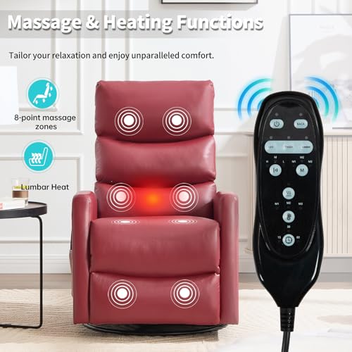 Massage Chair Recliner with Heat, Swivel Rocking, High Back Fabric Black V2333