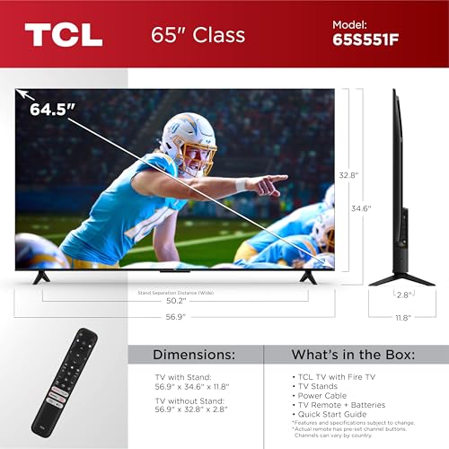 TCL 55-Inch Class S5 UHD 4K LED Smart TV with Fire TV, Dolby Vision, Alexa Built-in Q371022