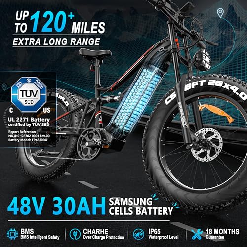 FREESKY 2000W Electric Bike with BAFANG Motor, 48V 30Ah Samsung Battery, 35MPH, 120 Miles Range K7833