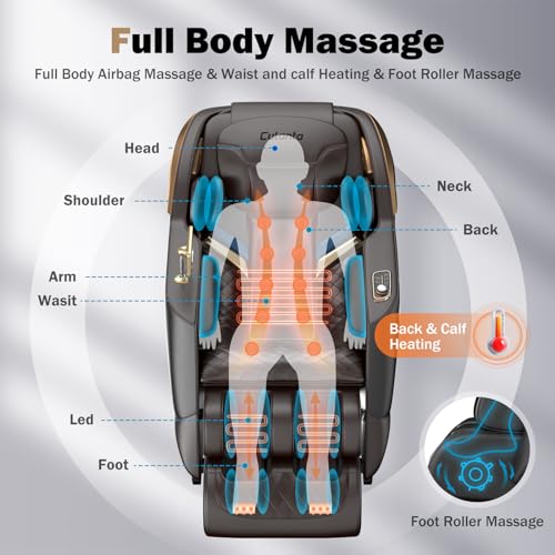 Culanta Massage Chair Full Body Zero Gravity SL-Track Shiatsu Recliner with Airbags and Heating (U1-Black) B954830