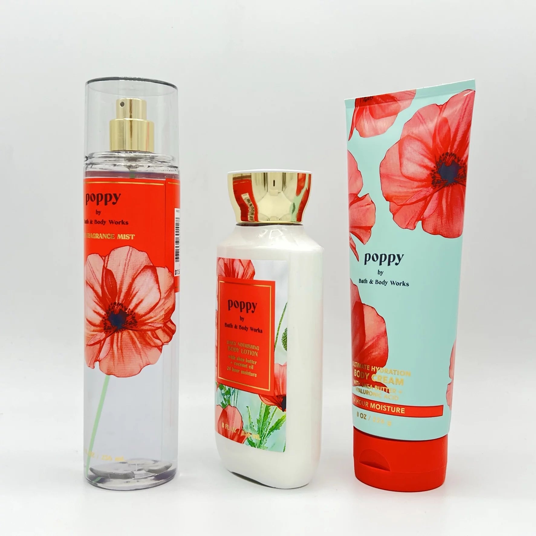 Bath & Body Works Poppy 3-Piece Fragrance Mist, Lotion & Cream Set M5068