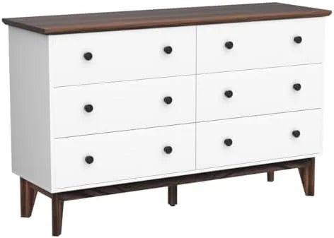 LNboomLife 6 Drawer Dresser for Bedroom, Wood, Black D666