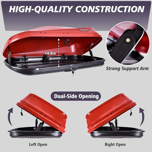 White Rooftop Cargo Box Carrier 21 Cubic Feet Dual Side Opening Waterproof Y6692