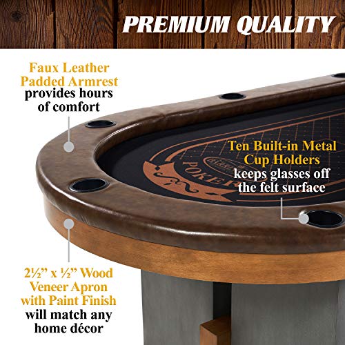 Barrington Folding Poker Table with Padded Rail and Felt Playing Surface D15193