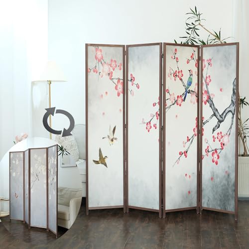 6 Panel Room Divider Screen, Double Faced, Mountain Landscape, 67" H x 94.5" W B114