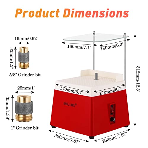 Stained Glass Grinder 65W Portable DIY Grinding Tool Kit with 5/8" and 1" Bit O65808