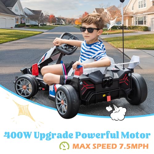 Licensed BMW 36V Electric Drift Go Kart for Kids, 7.5 MPH, White M530400