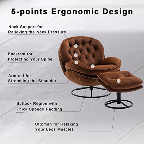 Baysitone Velvet Swivel Accent Chair with Ottoman Set, Modern Lounge Chair, Fruit Green Q36819
