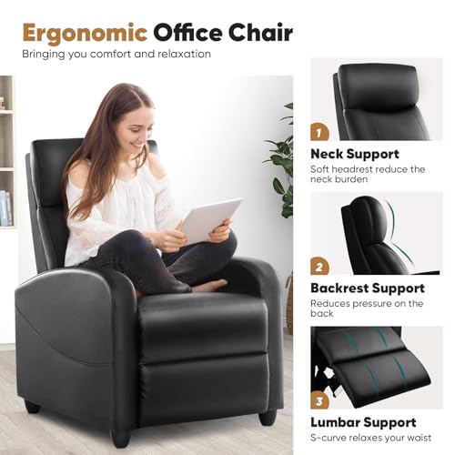 DUMOS Recliner Chair for Adults, Massage, Adjustable, Grey Linen N58266