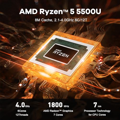 Beelink SER5 Mini PC, AMD Ryzen 5 5500U, 16GB RAM 500GB SSD, 4K Triple Display V104763
