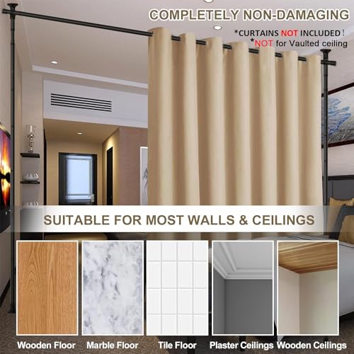 Black Room Divider Curtain Rod, No Drilling, Adjustable 4-10ft E8256