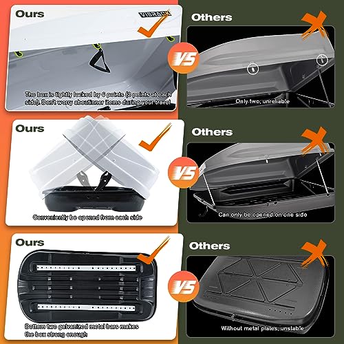 Hard Shell Roof Cargo Carrier 13 Cubic Feet, White Roof Box with Security Keys K60846