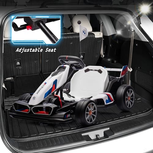 FORESEE 36V BMW Licensed Kids Electric Go Kart, Battery Powered Ride On Toy with Adjustable Seat, Black F2952