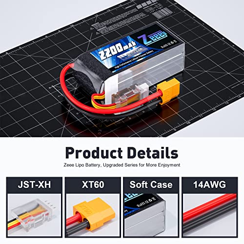 Zeee 3S Lipo Battery 2200mAh 11.1V 50C Shorty Pack with XT60 Plug for RC Car Boat Drone (2 Pack) S180