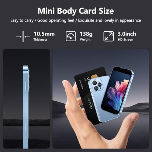 Mini Phone 4G Unlocked Small Smartphone 3.0" Touch Screen Dual SIM 2GB+16GB Black P776944
